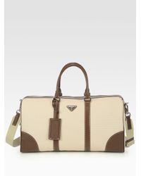 Prada Canvas and Leather Tote Bag in Khaki for Men (beige-brown ...  