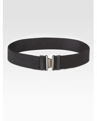 Prada | Black Leather Accented Elastic Belt | Lyst