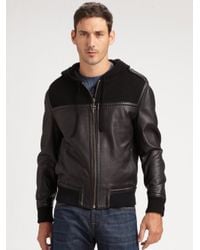 Royal Underground | Black Knit & Leather Bomber for Men | Lyst