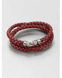 Scott Kay | Red Braided Leather And Sterling Silver Wrap Bracelet for Men | Lyst