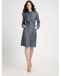 St. John | Blue Denim Safari Dress | Lyst