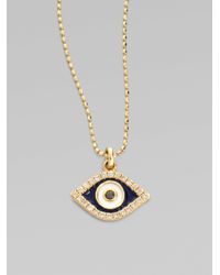 Sydney Evan | Metallic 14k Yellow Gold Diamond Enamel Evil Eye Necklace | Lyst