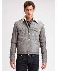 True Religion | Gray Corduroy Sherpa Jacket for Men | Lyst