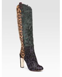 B Brian Atwood | Multicolor Paradis Leopard Print Calf Hair Knee-high Boots | Lyst