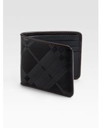 Burberry | Black Check Billfold Wallet for Men | Lyst