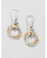 John Hardy | Metallic 18k Gold Sterling Silver Interlocking Ring Drop Earrings | Lyst