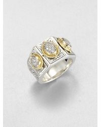 Konstantino | Metallic Sterling Silver 18k Gold Pavé Diamond Ring | Lyst