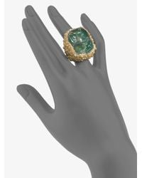 Saint Laurent | Green Shadow Broken Agate Ring | Lyst