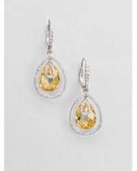 Adriana Orsini | Yellow Faceted Framed Drop Earrings/canary | Lyst