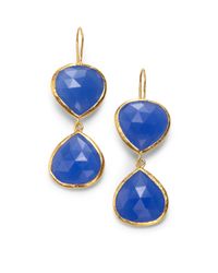 Coralia Leets | Metallic Double Stone Drop Earringsblue Chalcedony | Lyst