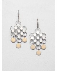 John Hardy | Metallic Dot 18k Yellow Gold & Sterling Silver Diagonal Square Drop Earrings | Lyst