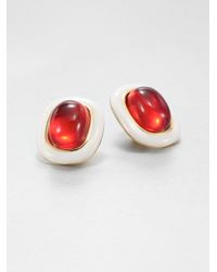 Kenneth Jay Lane | White Swarovski Crystal Enamel Button Earrings | Lyst