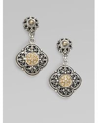 Konstantino | Metallic Sterling Silver 18k Gold Clover Drop Earrings | Lyst