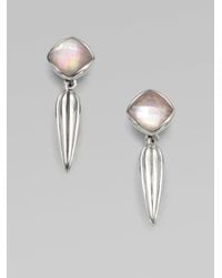 Lagos | Metallic Crystal Accented Pink Motherof_pearl Doublet Drop Earrings | Lyst