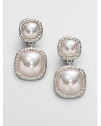 Majorica | Metallic 10mm White Pearl Drop Earrings | Lyst