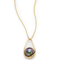 Majorica | Metallic 10mm Grey Tahitian Pearl 18k Gold Vermeil Pendant Necklace | Lyst