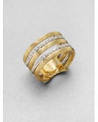 Marco Bicego | Metallic Diamond Accented 18k Gold Banded Ring | Lyst