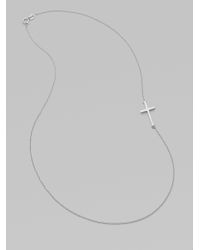 Mizuki | 14k White Gold Side Cross Necklace | Lyst