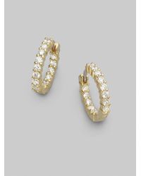 Roberto Coin | Metallic Diamond 18k Yellow Gold Hoop Earrings | Lyst