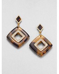 Tory Burch | Brown Mccoy Crystal Resin Drop Earrings | Lyst