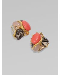 Alexis Bittar | Orange Ivory Coast Rose Quartz Coral Large Clustered Gem Earrings | Lyst