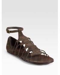 Elizabeth and James | Brown Suede Gladiator Flat Sandals | Lyst