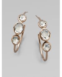 Ippolita | Metallic Rose Rock Candy Clear Quartz #3Three-Stone Hoop Earrings/1.5 | Lyst