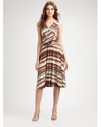 Lafayette 148 New York | Brown Tie-dye-print V-neck Dress | Lyst