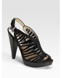 MICHAEL Michael Kors | Black Rina Peep-toe Slingbacks | Lyst