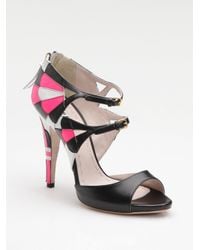 Miu Miu | Black Tri-color Double-buckle Mary Jane Sandals | Lyst