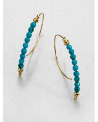 Mizuki | Blue 14k Gold Turquoise Half Hoop Earrings | Lyst