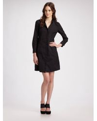 Theory | Black Woven Shirtdress | Lyst