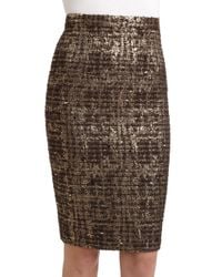 Alice + Olivia | Brown Simpson Metallic Bouclé Skirt | Lyst