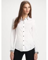 Burberry | White Jeweled Cotton Blouse | Lyst