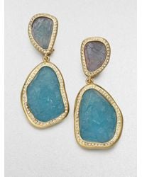 Kara Ross | Blue Textured Stone Drop Earrings | Lyst