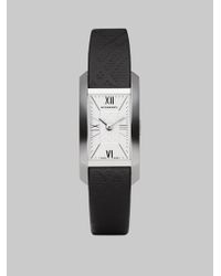 Burberry | Black Rectangular Embossed Check Strap Watch | Lyst