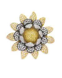 CZ by Kenneth Jay Lane | Metallic Flower Crystal Brooch | Lyst