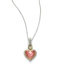 Judith Ripka | Metallic Diamond Pink Crystal Small Heart Pendant | Lyst