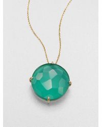 KALAN by Suzanne Kalan | Metallic Green Onyx, White Quartz & 14K Yellow Gold Large Round Doublet Pendant Necklace | Lyst