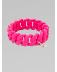Marc By Marc Jacobs | Pink Rubber Wrapped Structural Chain Link Bangle Bracelet | Lyst