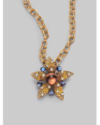 Oscar de la Renta | Metallic Pav233 Starfish Brooch Pendant Necklace | Lyst