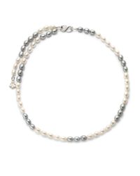Slane | Metallic 8mm White Grey Oval Pearl Sterling Silver Necklace | Lyst