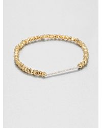 Sydney Evan | Metallic Diamond, Pyrite & 14K White Gold Bar Beaded Stretch Bracelet | Lyst