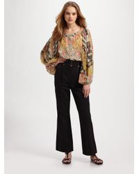 Alexander McQueen | Brown Silk Puff Sleeve Peasant Blouse | Lyst