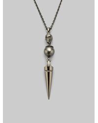 Alexander McQueen | Metallic Grey Fresh Water Pearl Skull Necklace Silver | Lyst