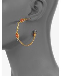 Alexis Bittar | Orange Paveacute Swarovski Crystal Accented Carnelian Vine Hoop Earring | Lyst