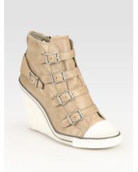 Ash | Natural Thelma Leather Wedge Sneakers | Lyst