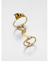 Delfina Delettrez | Metallic Two-in-one Bee Ring | Lyst