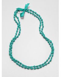 Eileen Fisher | Green Silk Beaded Necklace | Lyst