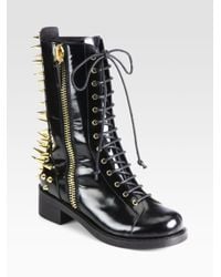 Giuseppe Zanotti | Black Studded Leather Combat Boots | Lyst